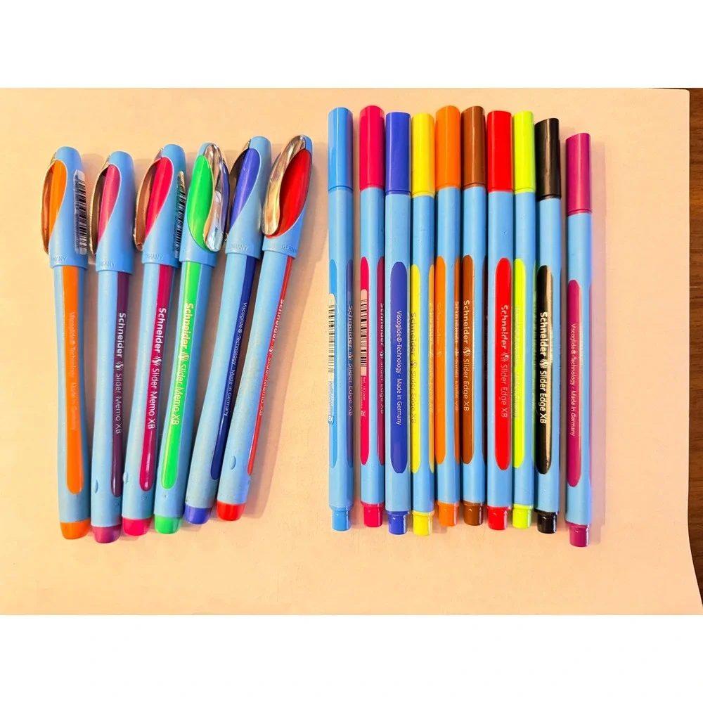 Schneider 16pc Pen Lot Slider Memo XB Edge XB Viscoglide Germany Multicolor